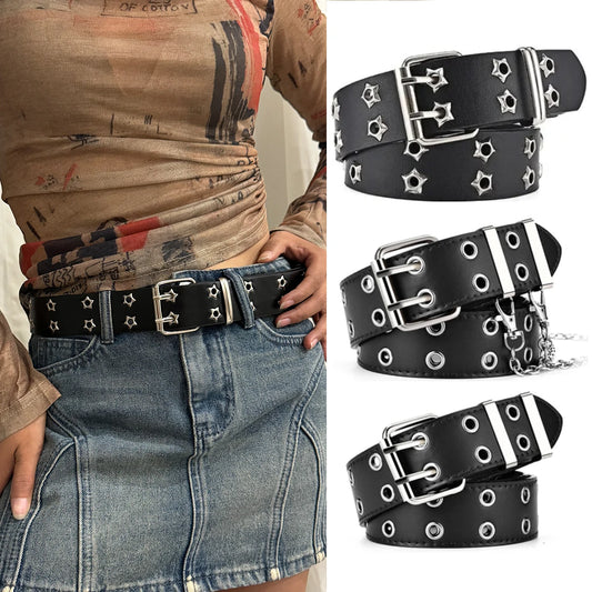 Women's Belt  Large size Double Hole Men Belt