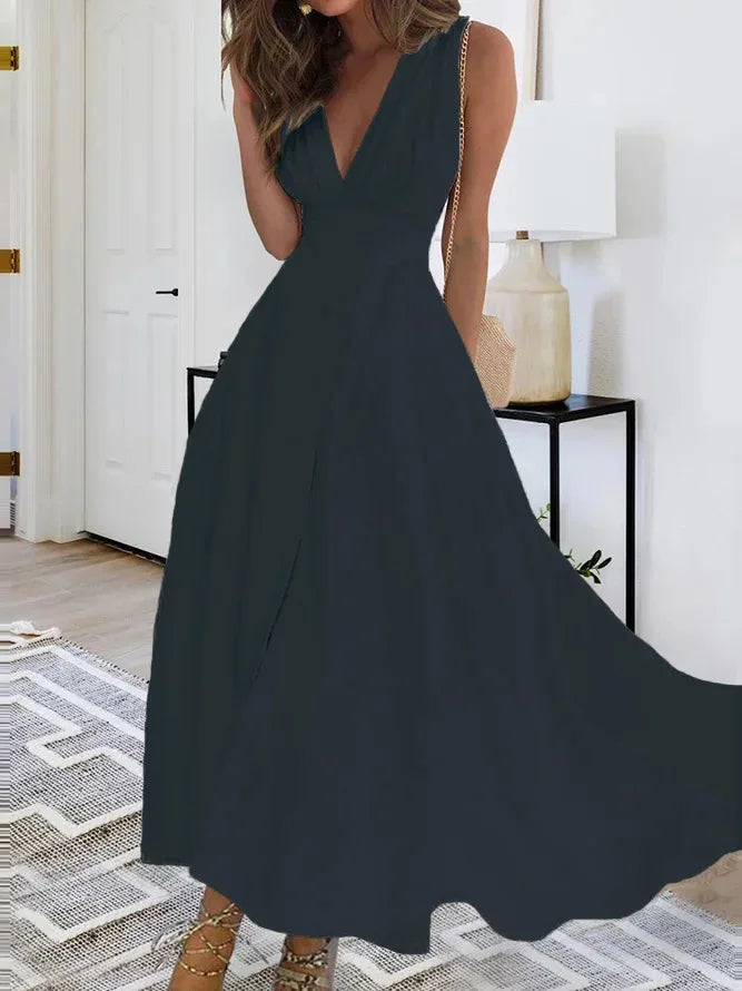 Women Sexy Deep V Neck Sleeveless High Waist Dress