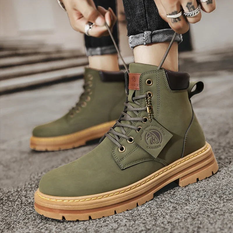 High Top Boots Men's Leather Shoes  Ankle Boots for Men