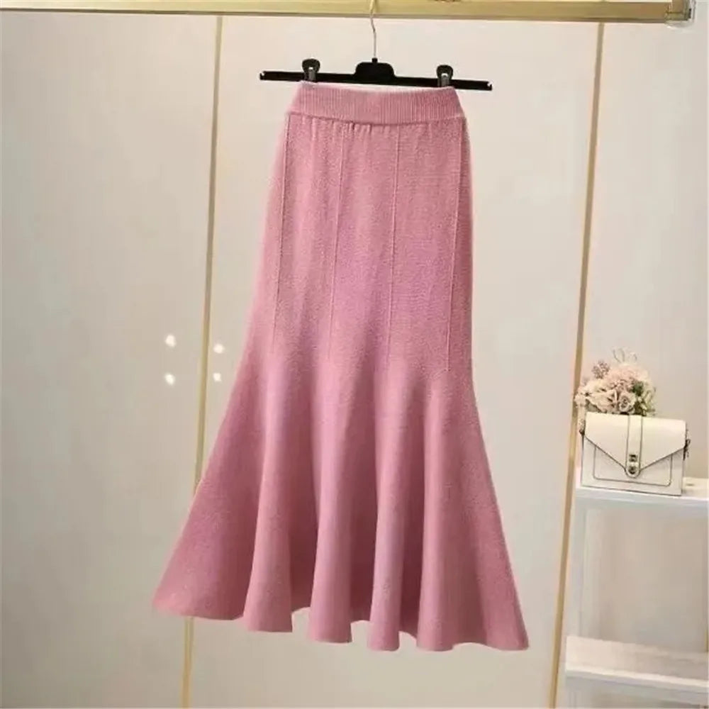 Knitting  High Waist Slim Trumpet Mermaid Skirts