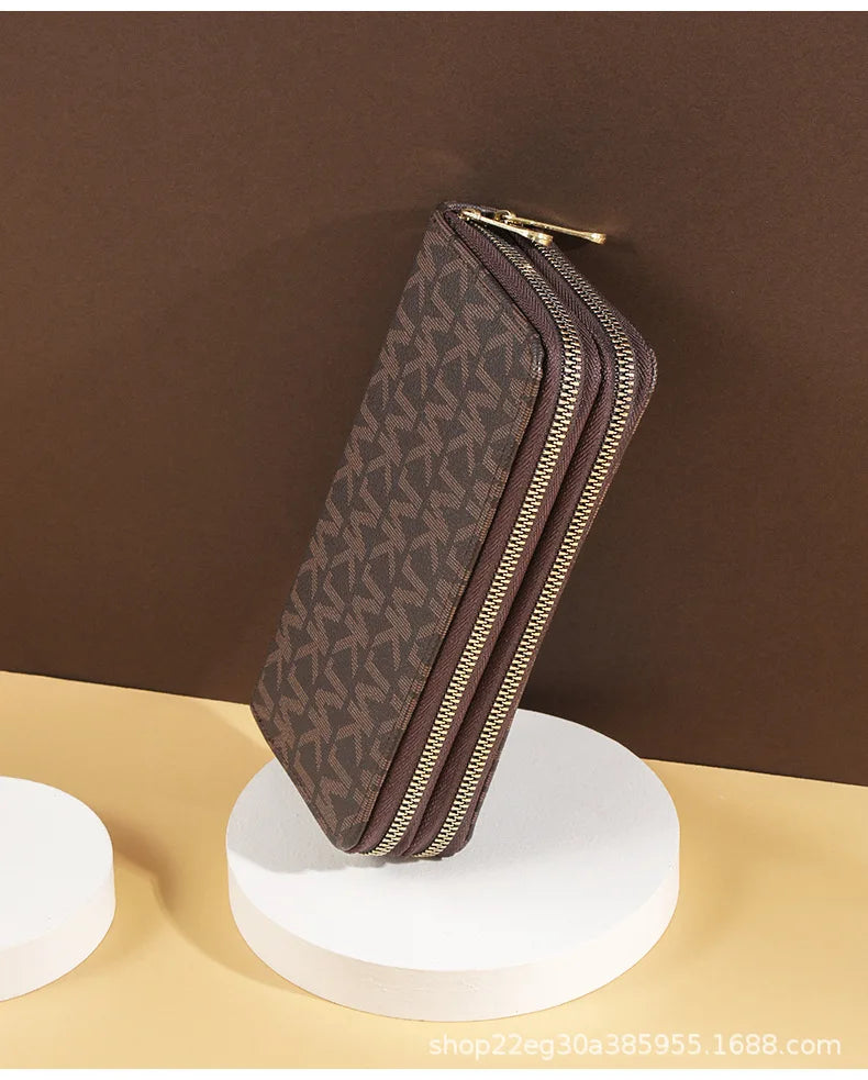 Long Wallets for Women, Double Zipper Clutches, Purse with Big Letter