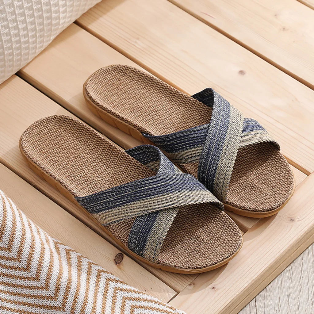Flax Slippers Casual Linen Slides