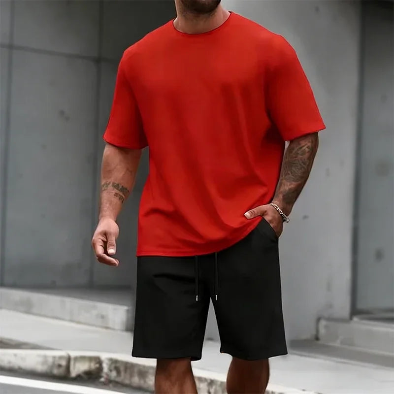 Men's Set O-Neck T-shirt & Sports Shorts