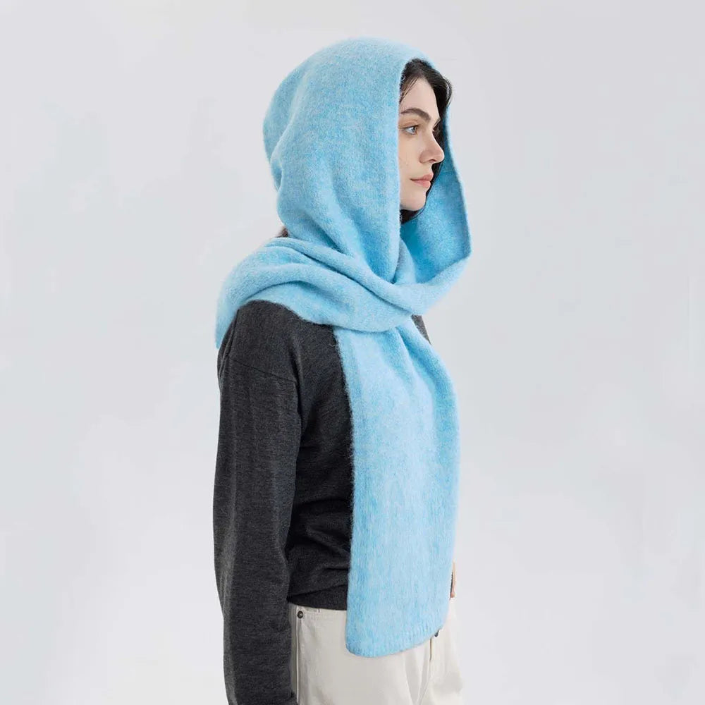 Balaclava Beanie Scarf Set Wool Warm One-Piece Hat Scarf