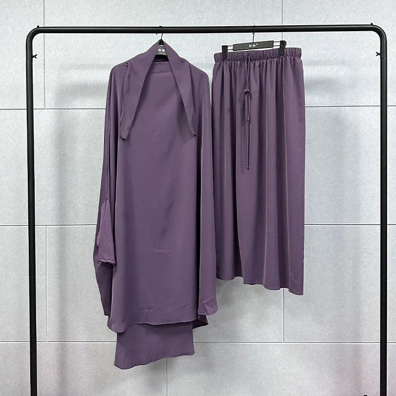 Ramadan Abayas Sets  2 Piece Set Women Hijab Dress Prayer Garment