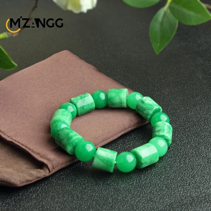 Natural Jade Dry Green Bracelet Necklace Hand-carved
