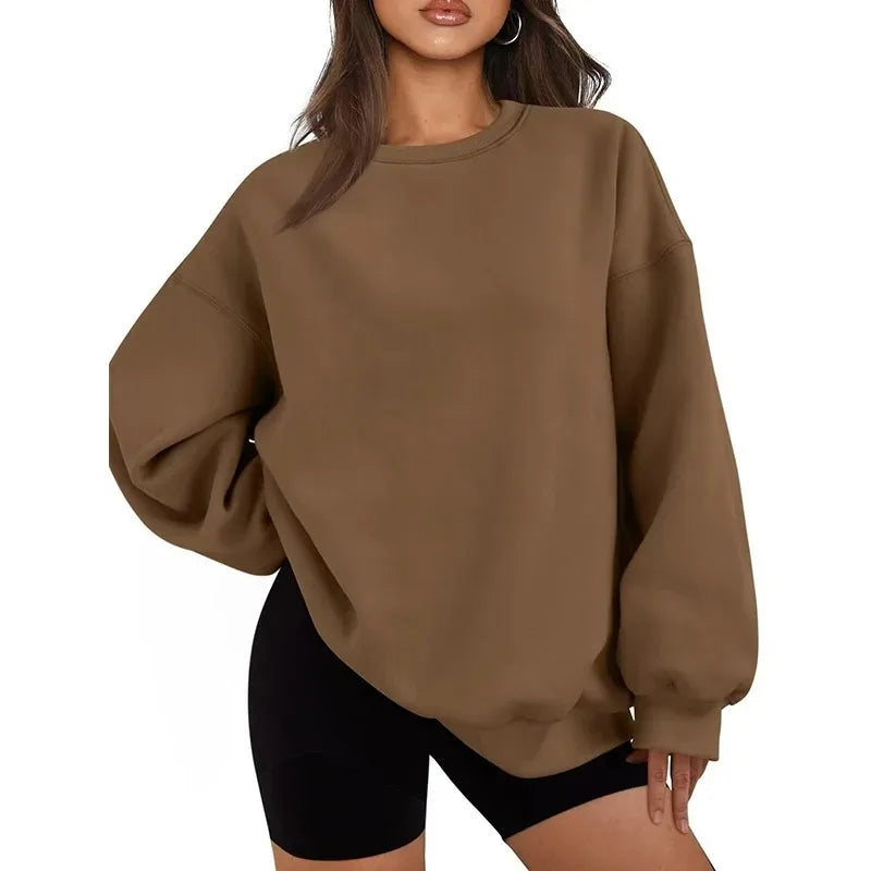 Women's Solid Color Sweatshirt Casual Long Sleeve Crew Neck Pullover