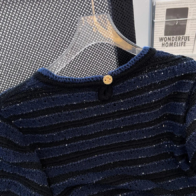 Vintage women's knitwear short-sleeved shirt