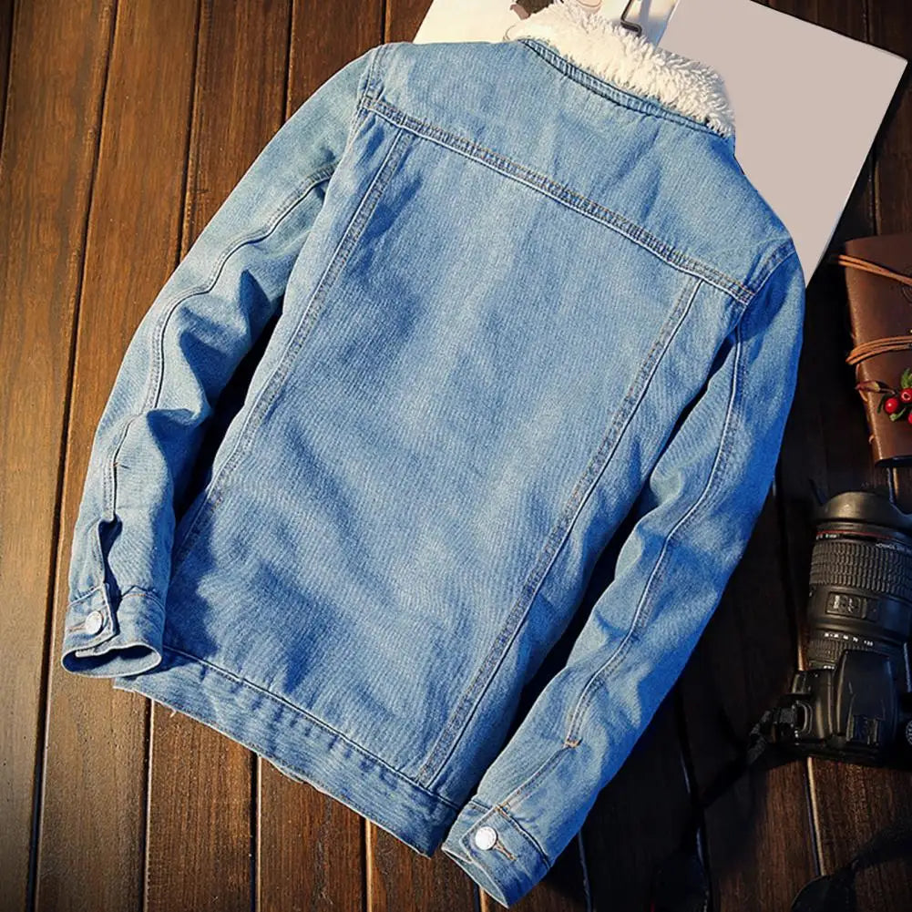 Autumn Jacket Denim Inner Fleece Thicken Winter Jeans Jacket Coat