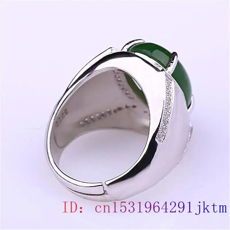 Green Jade Ring Men Zircon Fashion Crystal Charm Gifts Amulet Gemstone