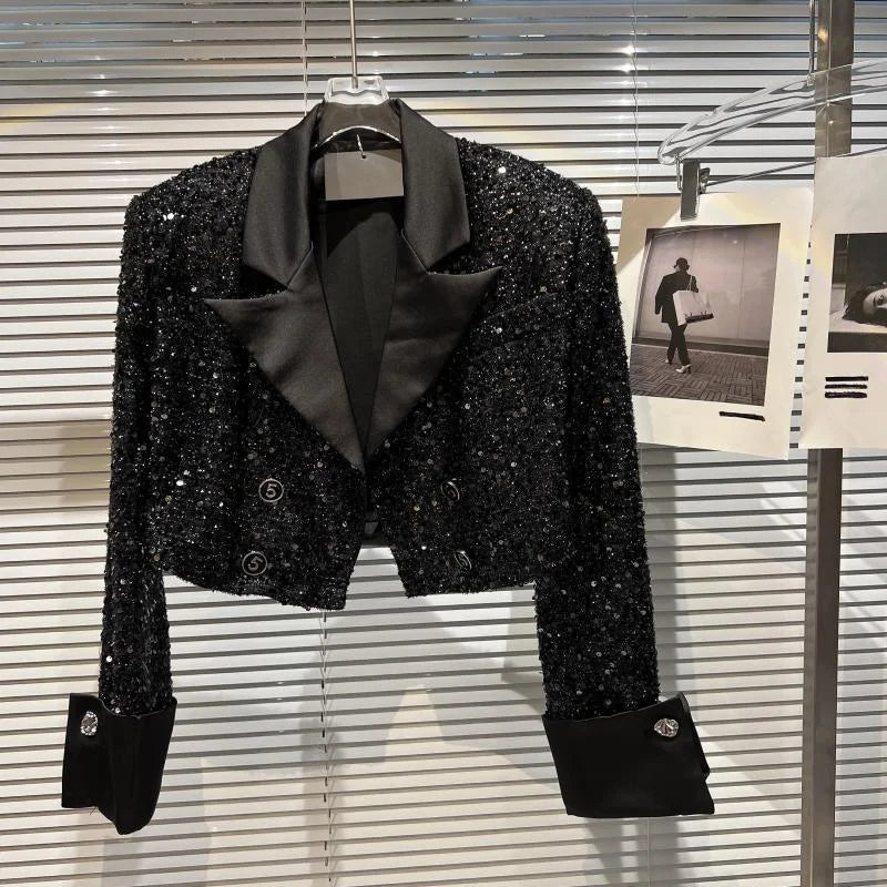 Small High Sequined Short Coat