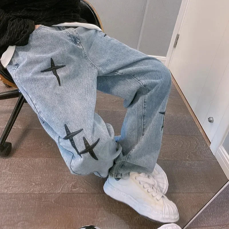 Jeans Men Wide Leg Cargo Pants Streetwear Baggy Men Korean Fashion Loose Straight
