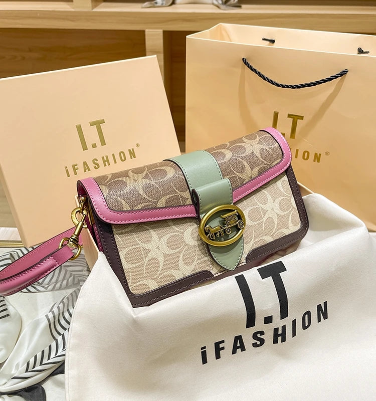 Women's handbag  fashionable contrasting color underarm bag