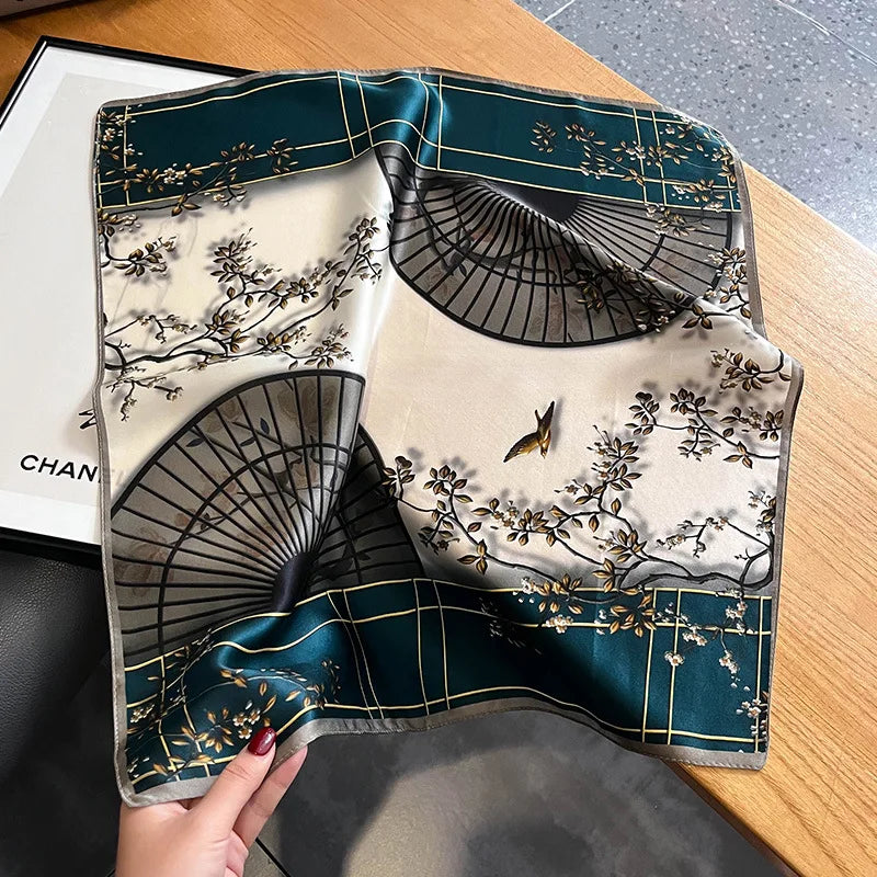 Silk Square Scarf Women Hair Ribbon