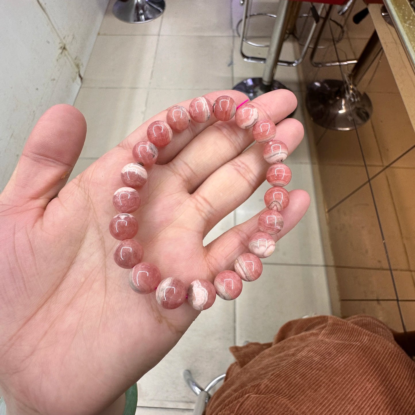 Rhodochrosite Round Elastic Beads