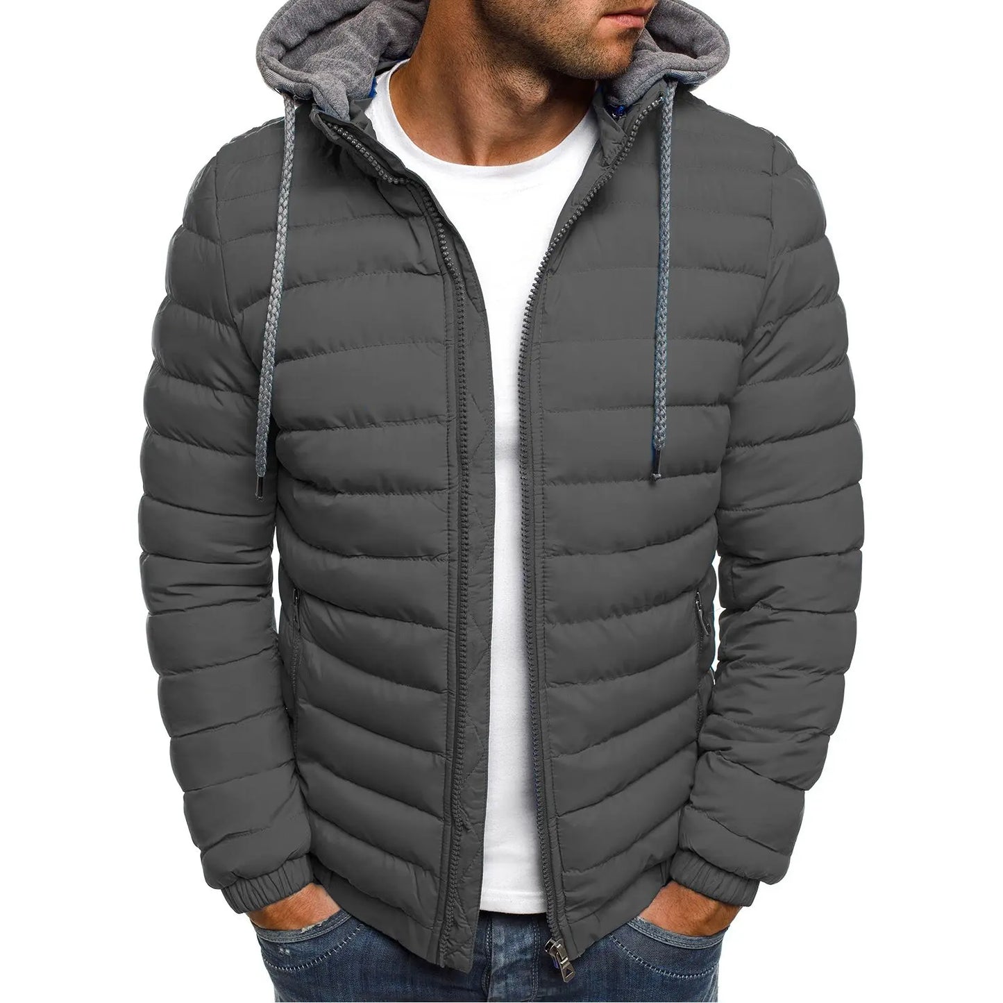 Parkas Solid Hooded Cotton Coat Jacket