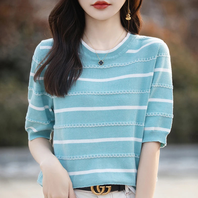 Women's T-Shirt Summer 100% Cotton Sweater