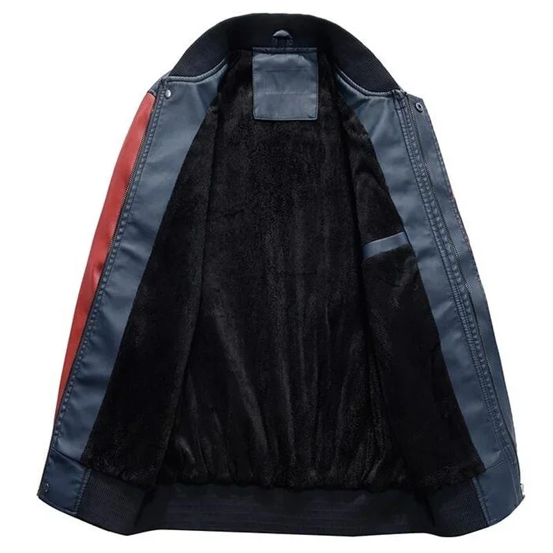 Embroidered Leather Pu Coats Slim Fit College Fleece Luxury Pilot Jackets