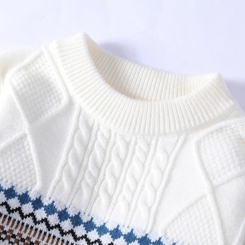 Male Embroidery Pullover Warm Knit Sweater
