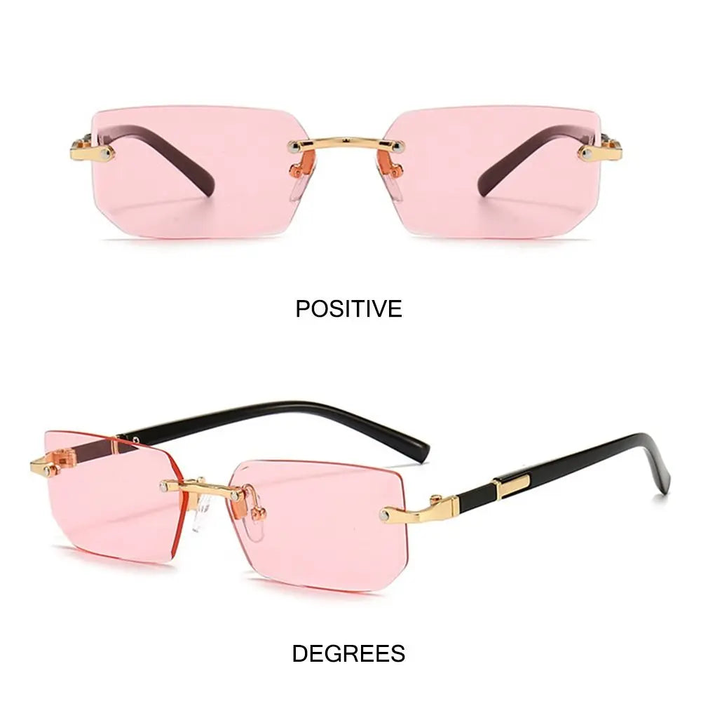 Rimless Sunglasses for Men Women Fashion Frameless Rectangle Sun Glasses