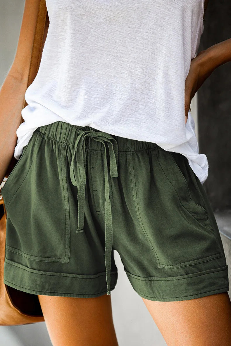 Casual Shorts for Women High Waisted Lace Up Wide Leg Pants