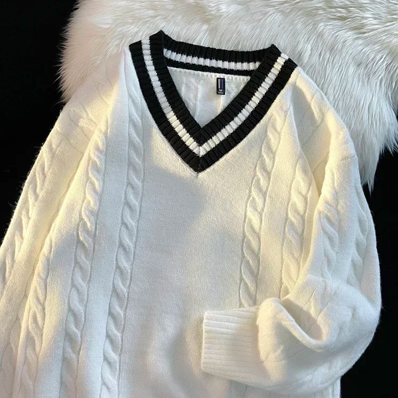 Men  Outdoor  V-neck Knitted Sweater