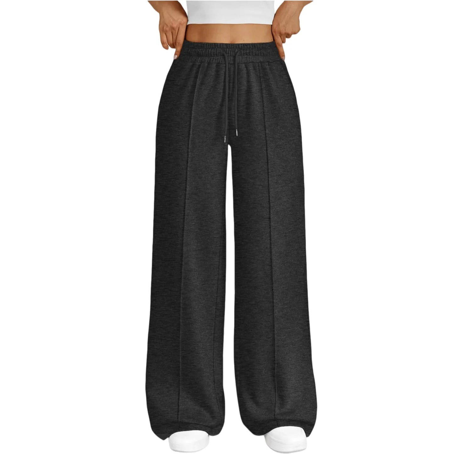 Wide Leg  Fleece Lined Sweatpants Plain Fitness Joggers