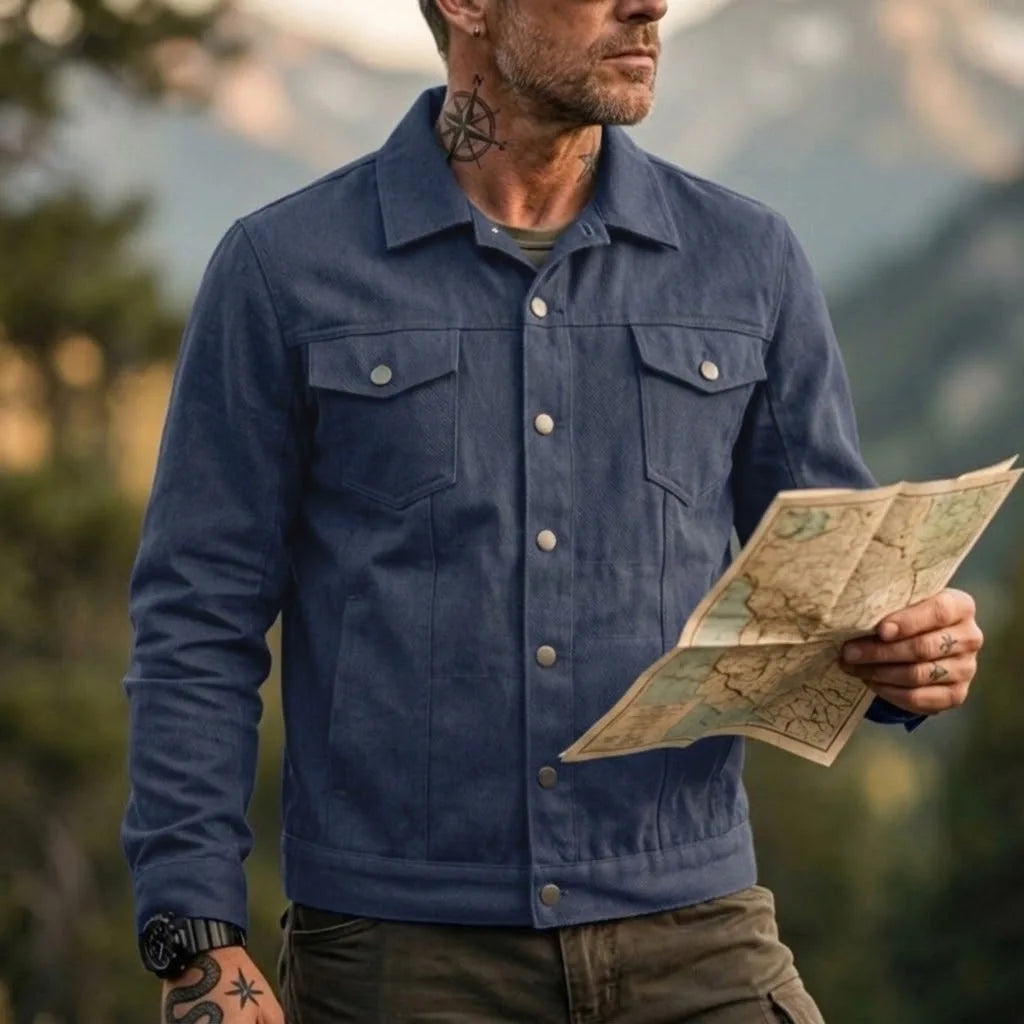 Men's Fashion Casual Jacket Washed Denim Top
