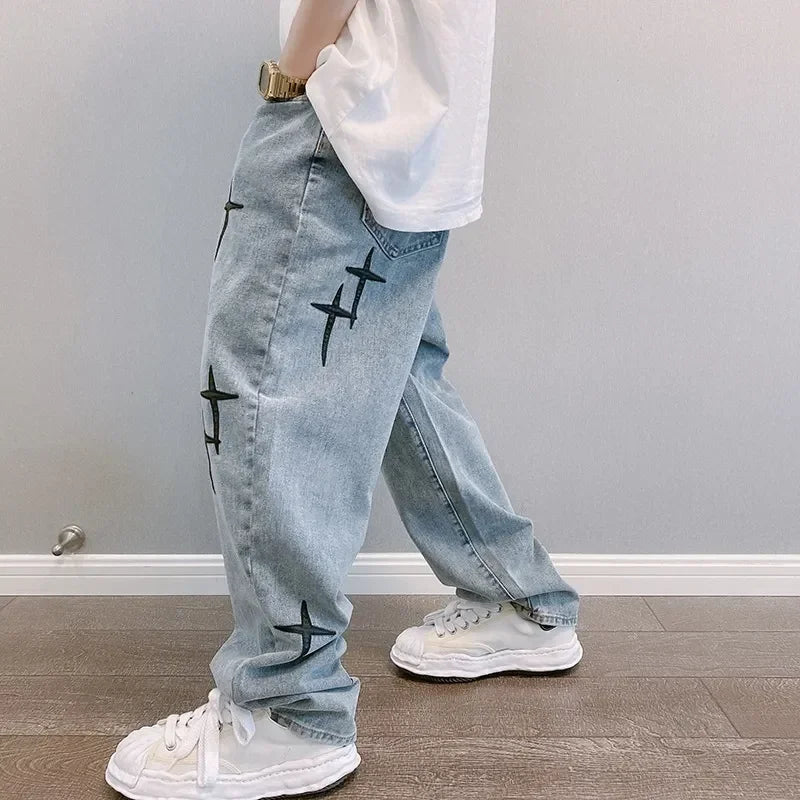 Jeans Men Wide Leg Cargo Pants Streetwear Baggy Men Korean Fashion Loose Straight