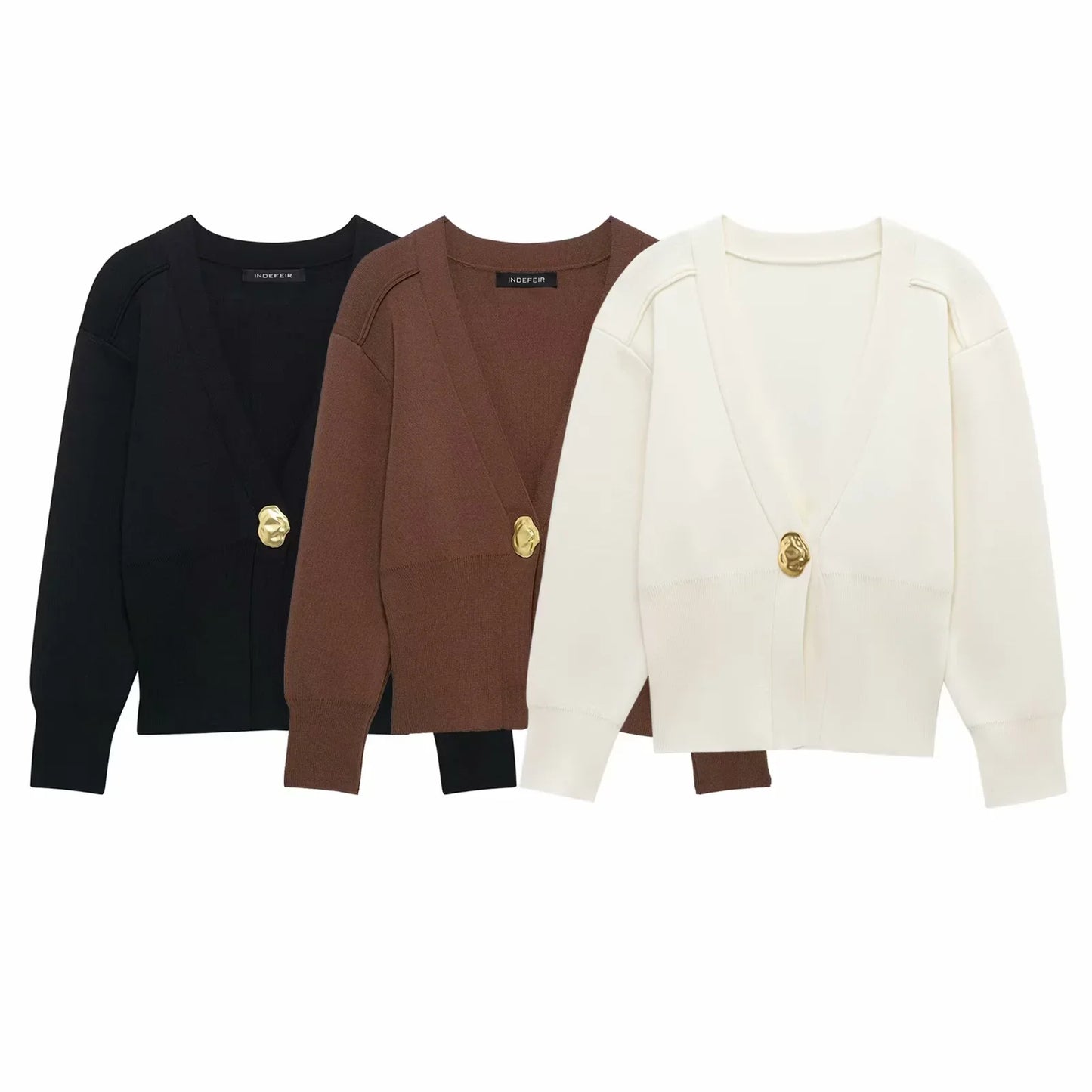V-neck High-end Jacket Long Sleeve Knitted Cardigan