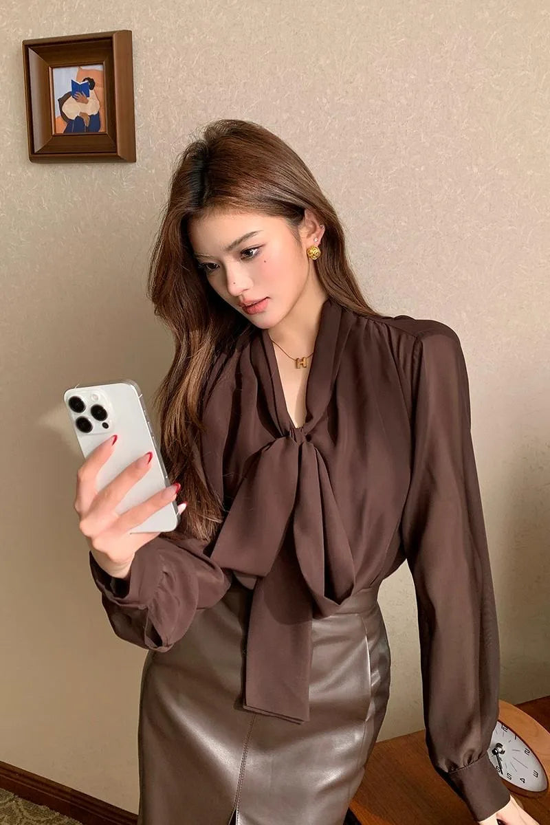 Women's Blouses Solid Vintage Shirts Fashion