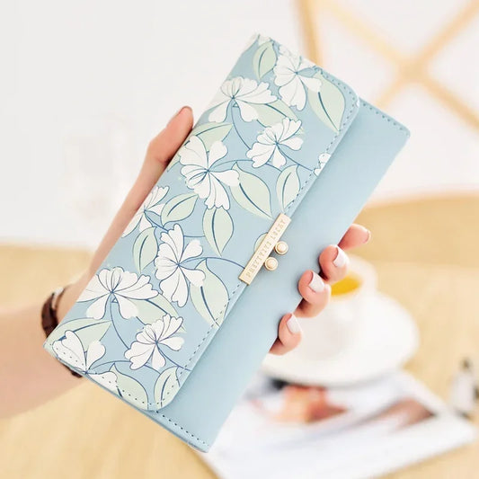 Women's Cute Purse Long Printing Flower Wallet