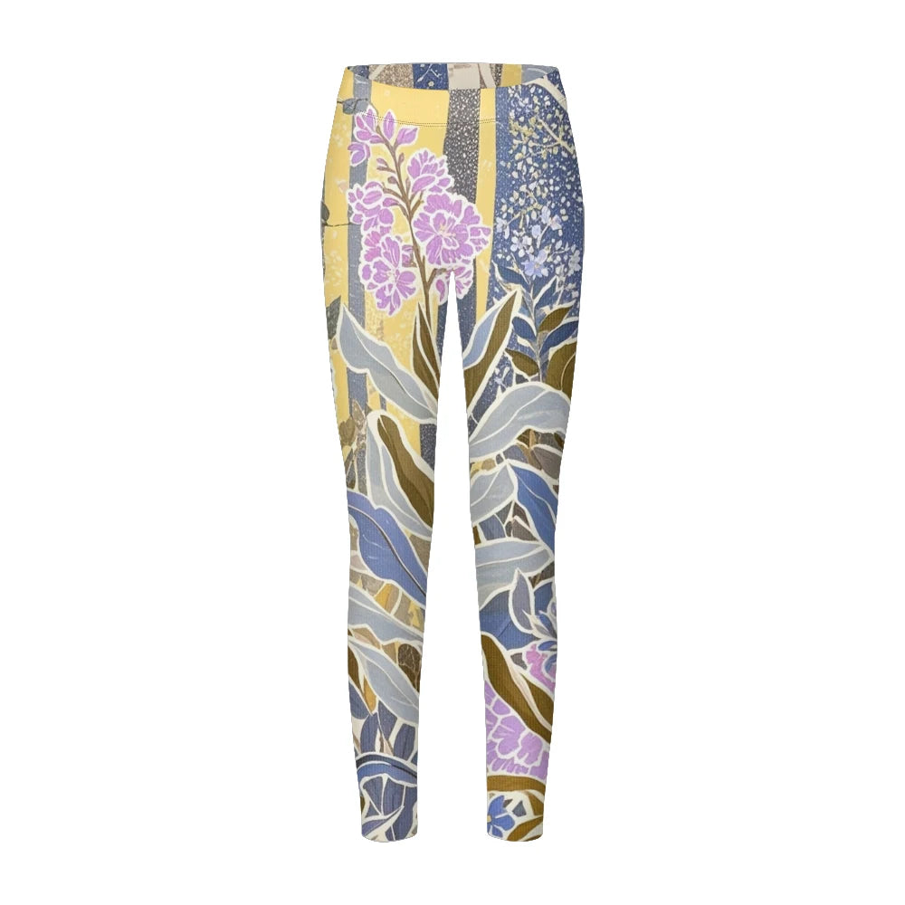 Women's High-Waisted Leggings with Botanical Print