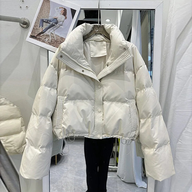 Pu Leather Down Cotton Jacket for Women