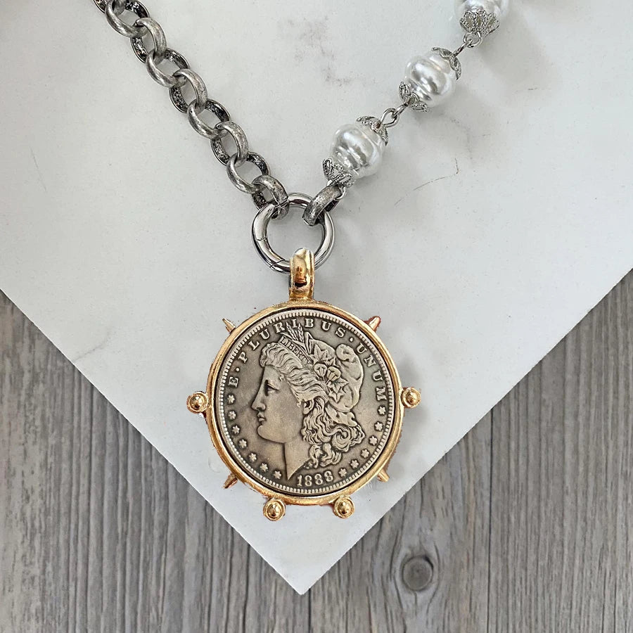 Vintage Round Charm Layered Necklace Women's Jewelry