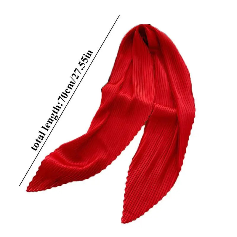 Women Pleated Satin Scarf For Ladies Neckerchief
