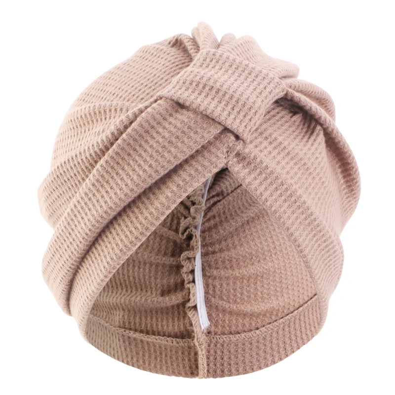 Women's breathable cotton thick waffle headscarf