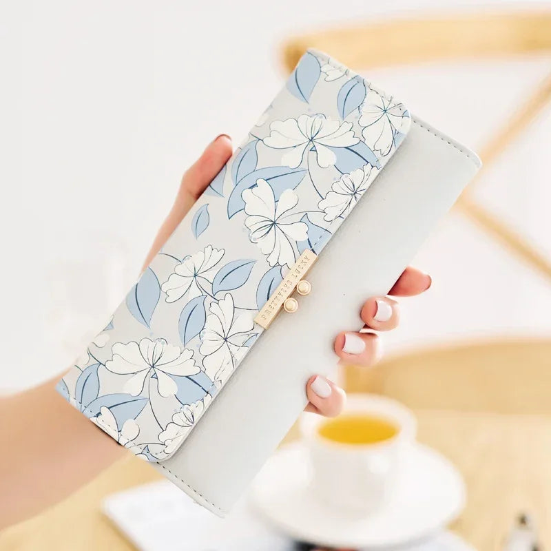 Women's Cute Purse Long Printing Flower Wallet