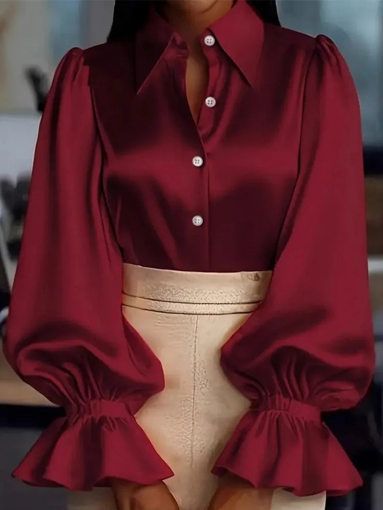 Long Sleeve Blouse Office Elegant Work Shirt
