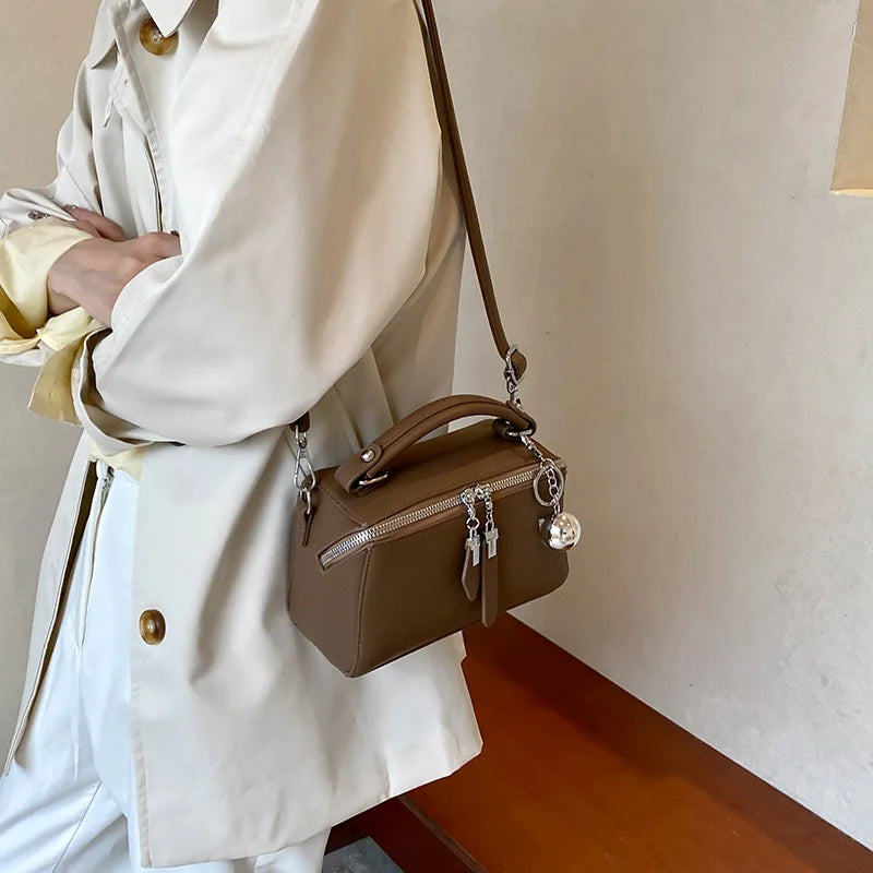 Fashion Tote Bag for Women Retro Simple Boston Bag Small Square Shoulder Bag Crossbody Purse
