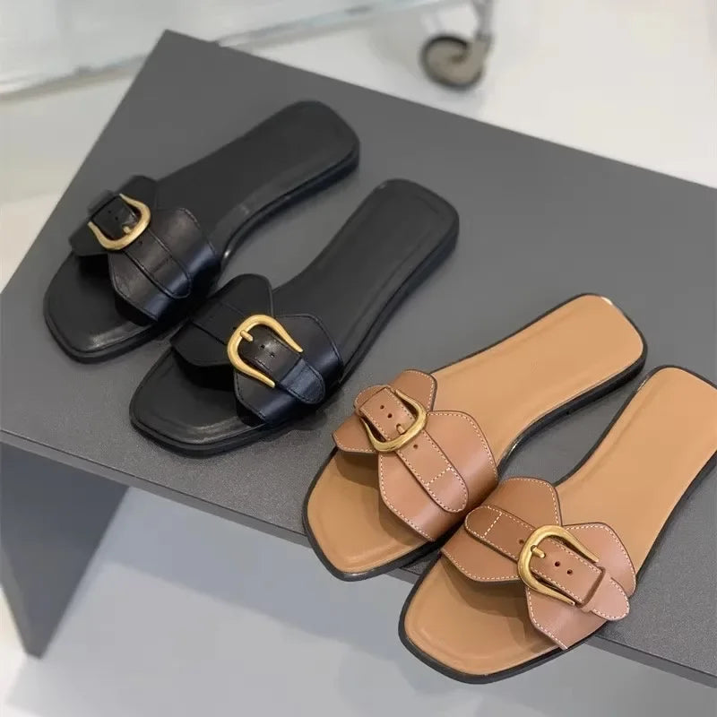 Beach Flats Ladies Buckle Slides