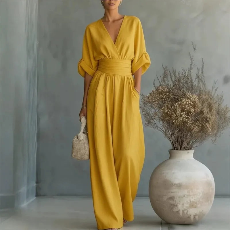 Women's Jumpsuit  High Waist V-neck  Casual Daily Business Rompers