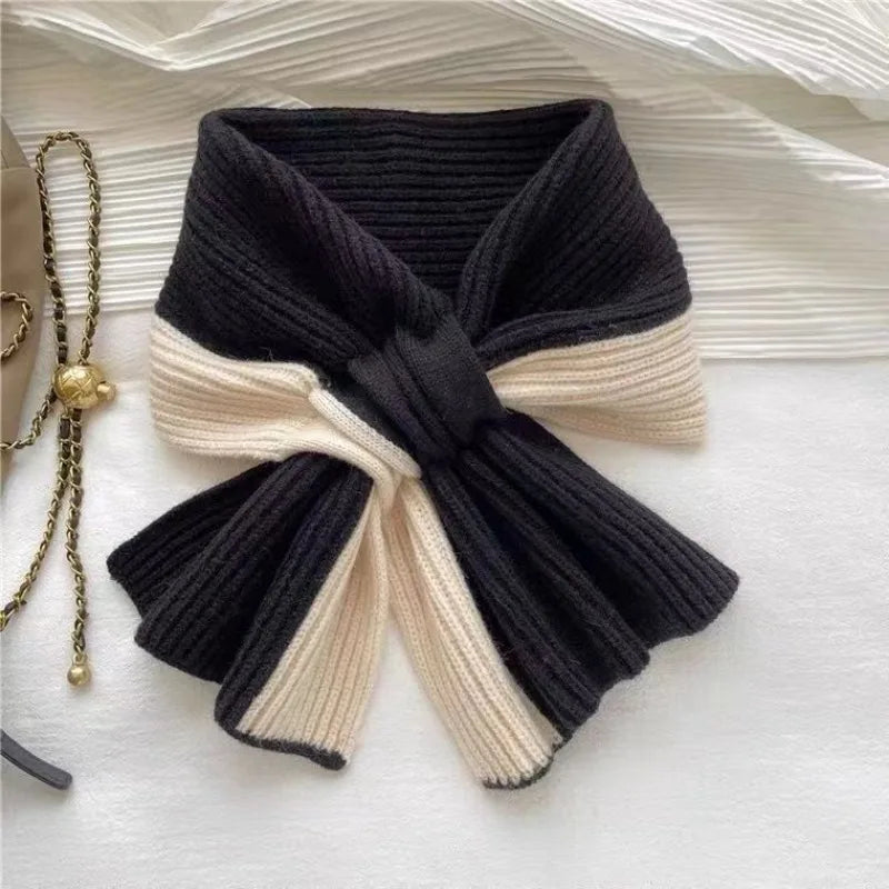 Girls'  short cross scarf knitted all-matching