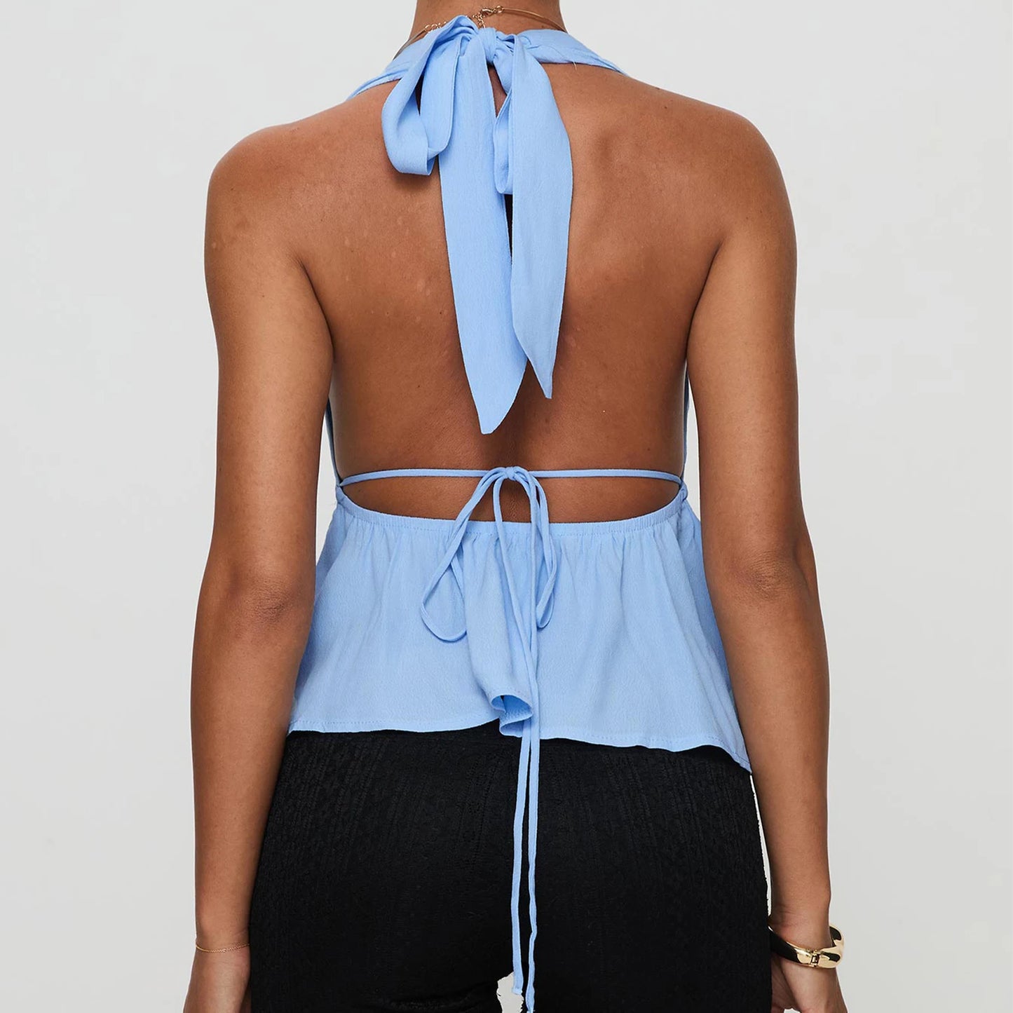 Women Halter Neck Crop Tops Sexy Tie-up Sleeveless Backless Tank Tops