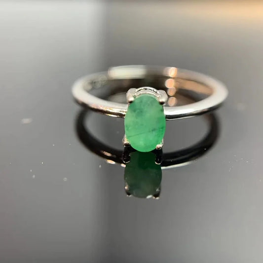 Natural Emerald Fashion Rings Silver Women's Jewelry