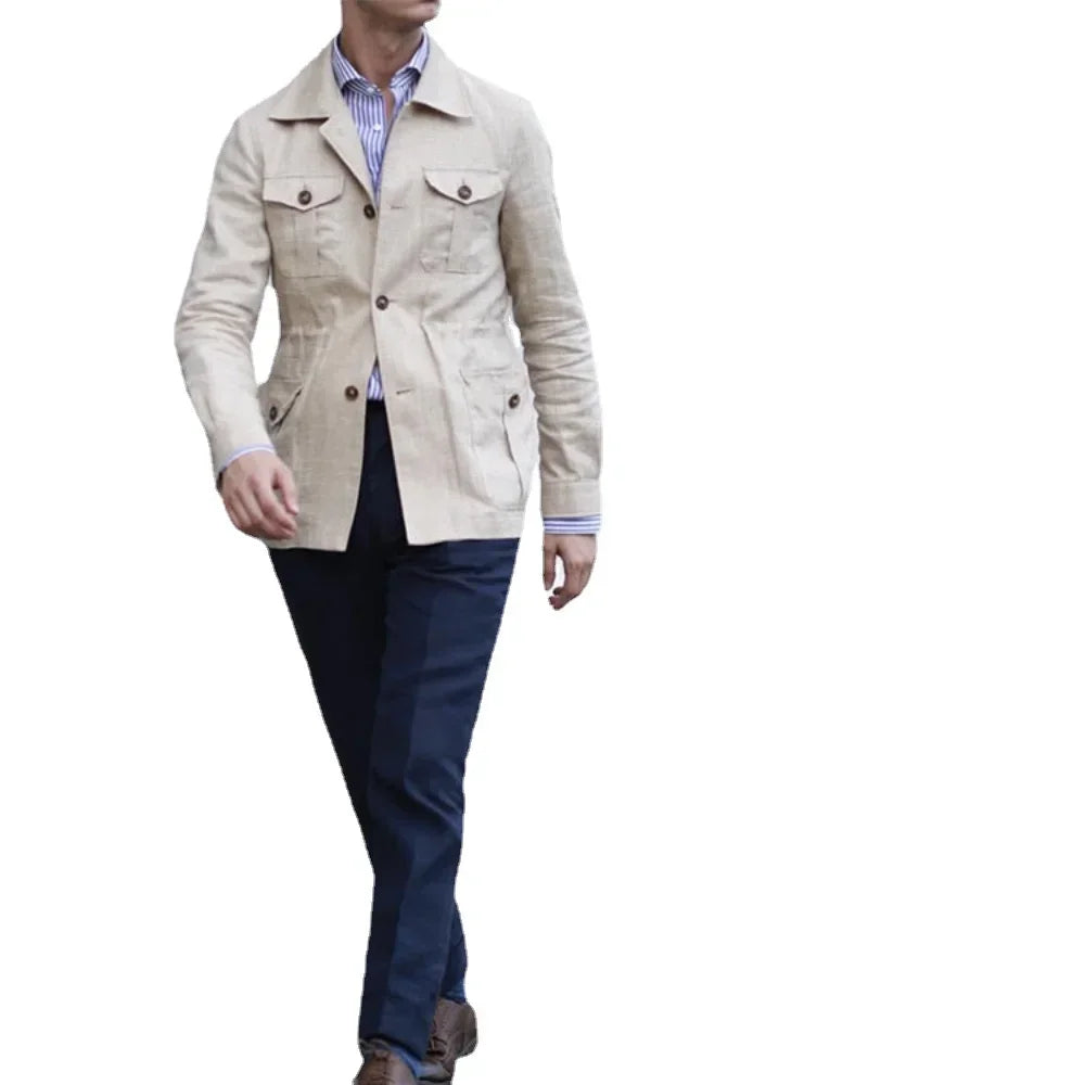 Mens Coats Safari Jacket Linen