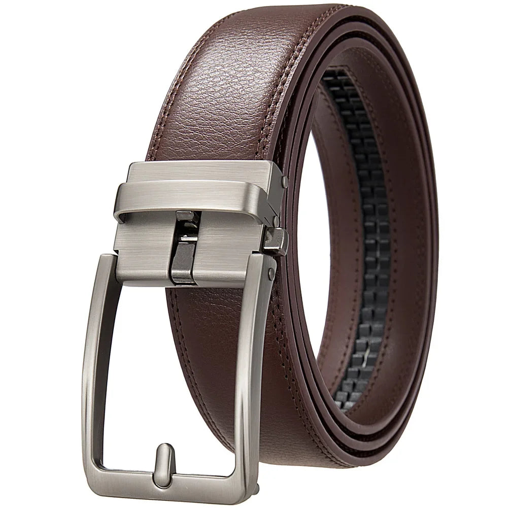 Click Belts for Men Automatic Buckle Genuine Leather Men's Waist Male Strap