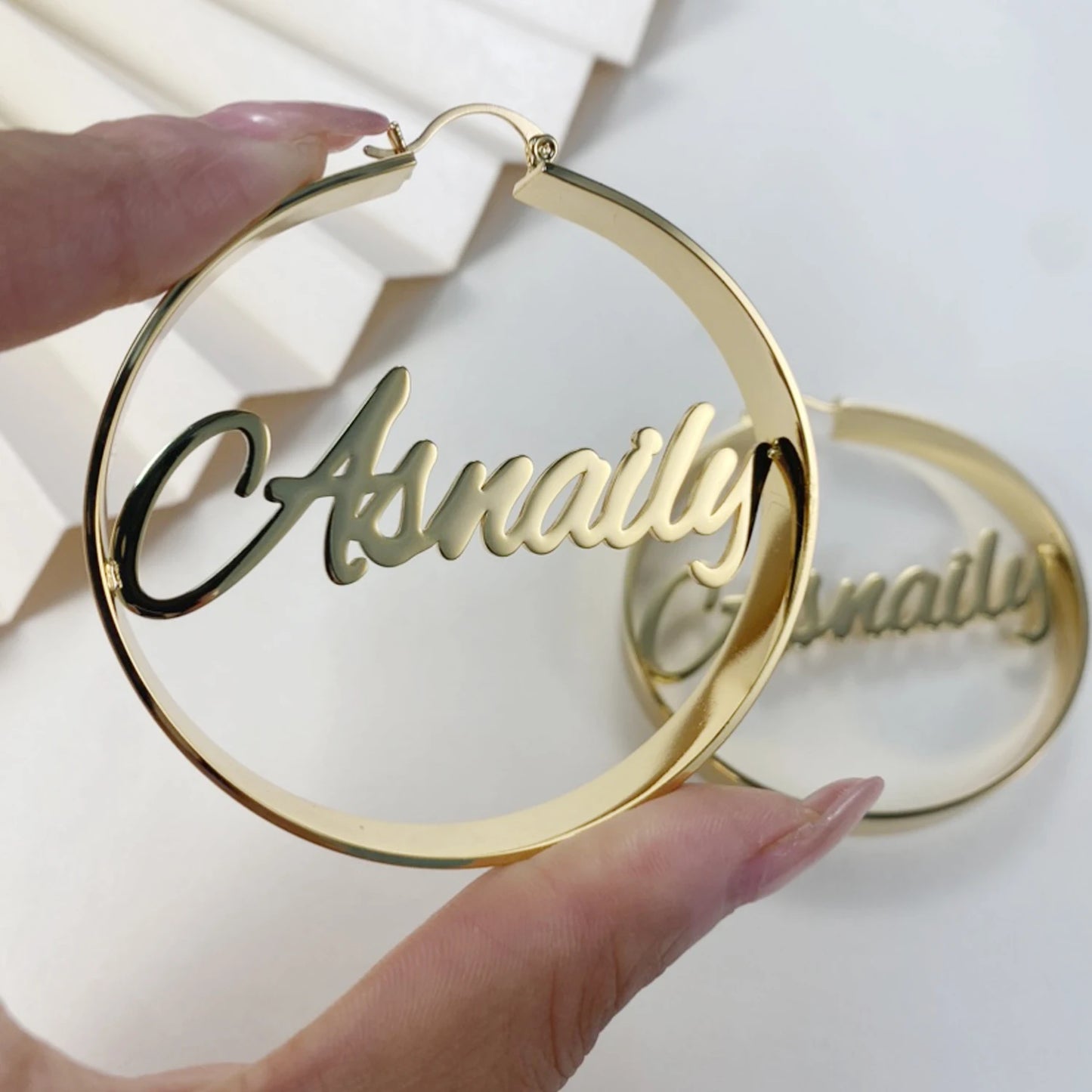 Hoop Welded Letter Earrings