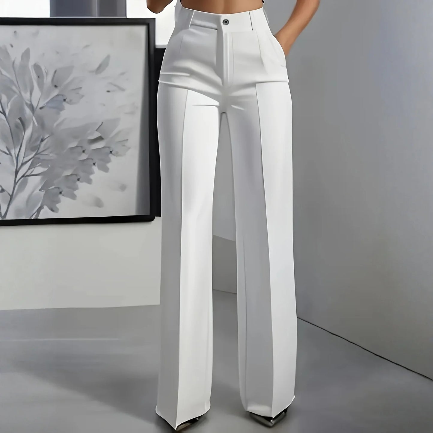 Women's High Waist Pants Drapey Straight-Leg Minimalist Blazer Pants