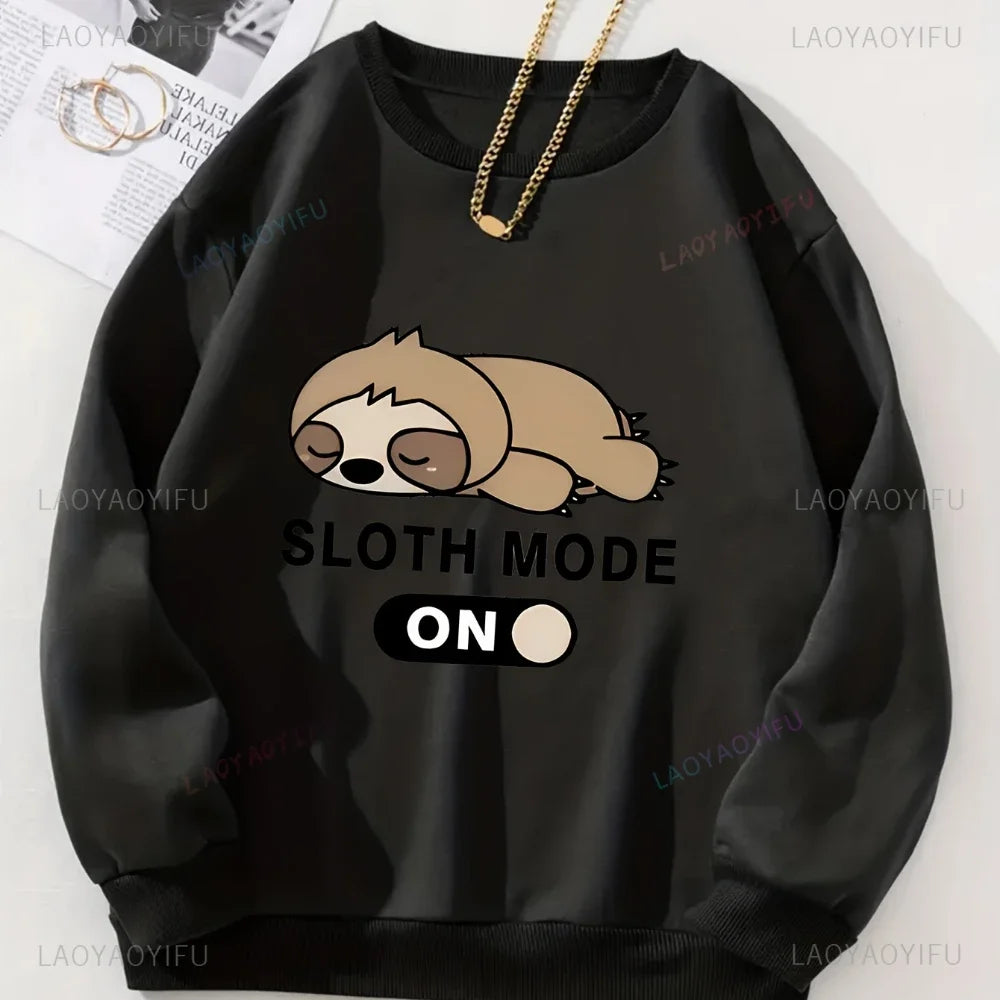 Womens Sloth Graphic Sweatshirt Lightweight  Casual Round Neck Long Sleeve Pullover